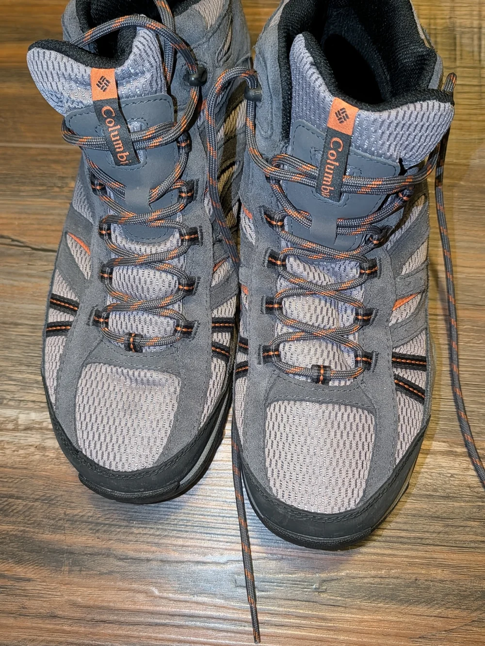 11.5 Columbia Men’s Gray Hiking Boots with Orange Accents